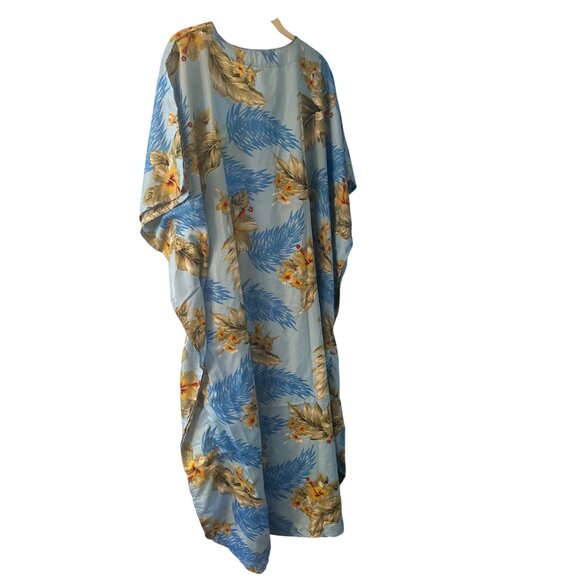 Hawaiian Blue Floral Kaftan‎ Mumu Dress One Size Rima - Picture 3 of 3
